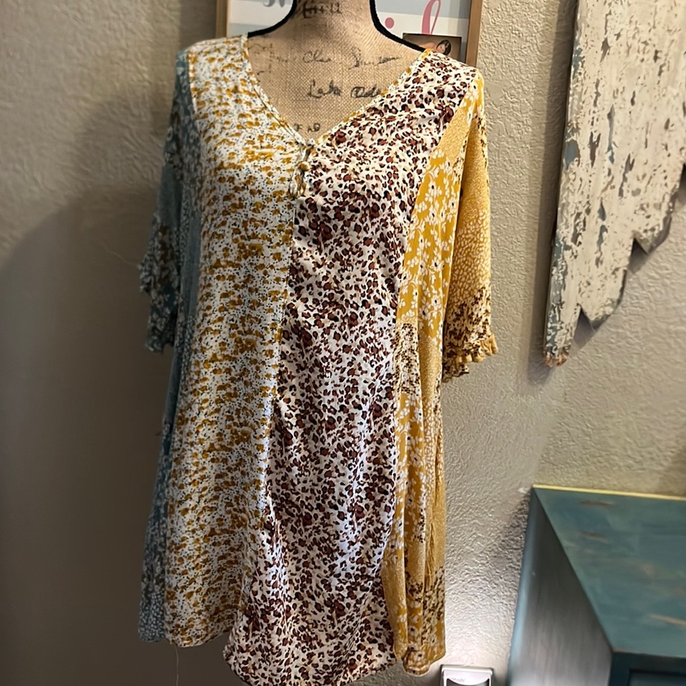 Umgee Multicolor Patchwork Dress